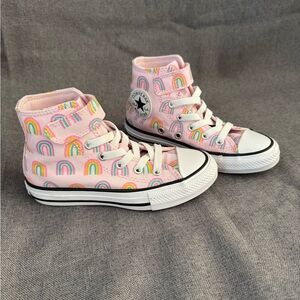 Converse Pink High-Tops with Rainbow - size 12